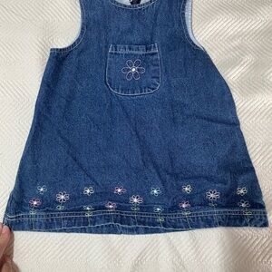 Denim Dress with Embroidered Flowers